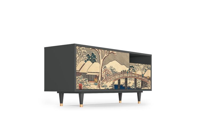 Тумба под TV T7 Katabira River by Utagawa Hiroshige с корпусом графитового цвета  - лучшие Тумбы для ТВ в INMYROOM
