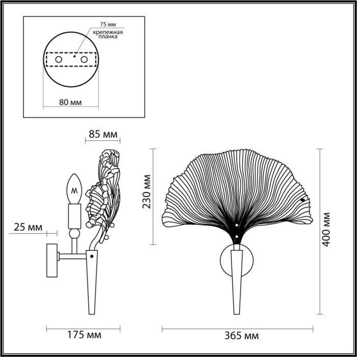 Бра Odeon Light Ventaglio 4870/1W листья - купить Бра и настенные светильники по цене 17997 Бра Odeon Light Ventaglio 4870/1W листья - купить Бра и настенные светильники по цене 17997