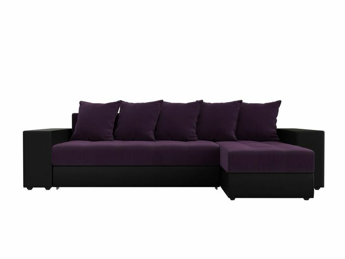 Угловой диван-кровать Дубай фиолетово-черного цвета (ткань/экокожа)  правый угол - купить Угловые диваны по цене 57999.0