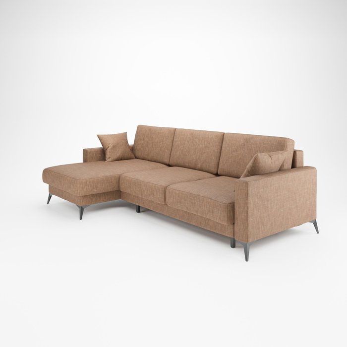 Угловой диван-кровать Наоми светло-коричневого цвета левый