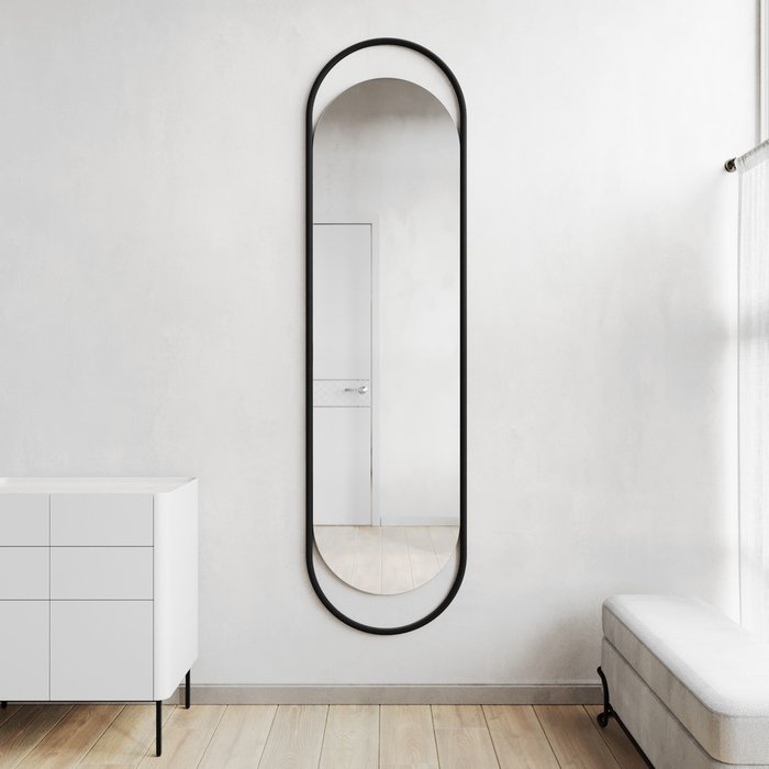 Дизайнерское настенное зеркало Evelix L в раме черного цвета - купить Настенные зеркала по цене 17900.0