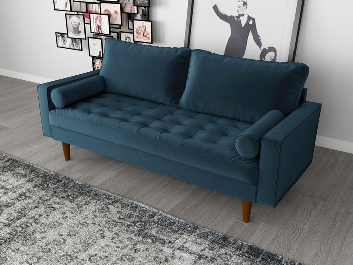 Диван Scott трехместный синего цвета - лучшие Прямые диваны в INMYROOM