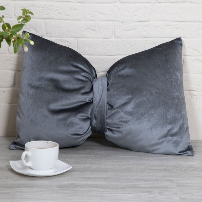 Подушка декоративная Бант серого цвета - купить Декоративные подушки по цене 1330.0