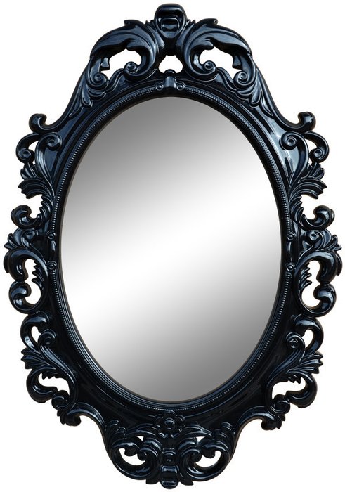 Настенное зеркало в винтажной раме черного цвета