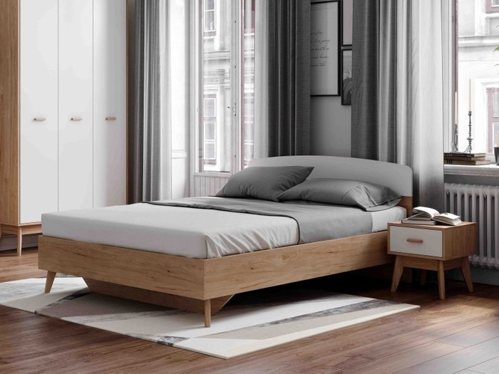 Кровать Калгари 160х200 бежевого цвета - купить Кровати для спальни по цене 17990.0