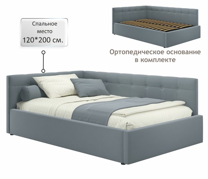 Кровать-тахта Bonna 120х200 серого цвета без подъемного механизма - купить Кровати для спальни по цене 24000.0