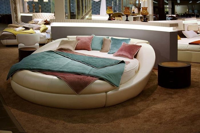 Кровать "Letto Rotondo 03" с обивкой из экокожи или велюра 220 см - лучшие Кровати для спальни в INMYROOM