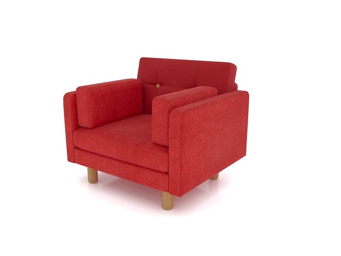 Кресло Ингвар М с ножками из массива береза и обивкой из красного велюра - лучшие Интерьерные кресла в INMYROOM