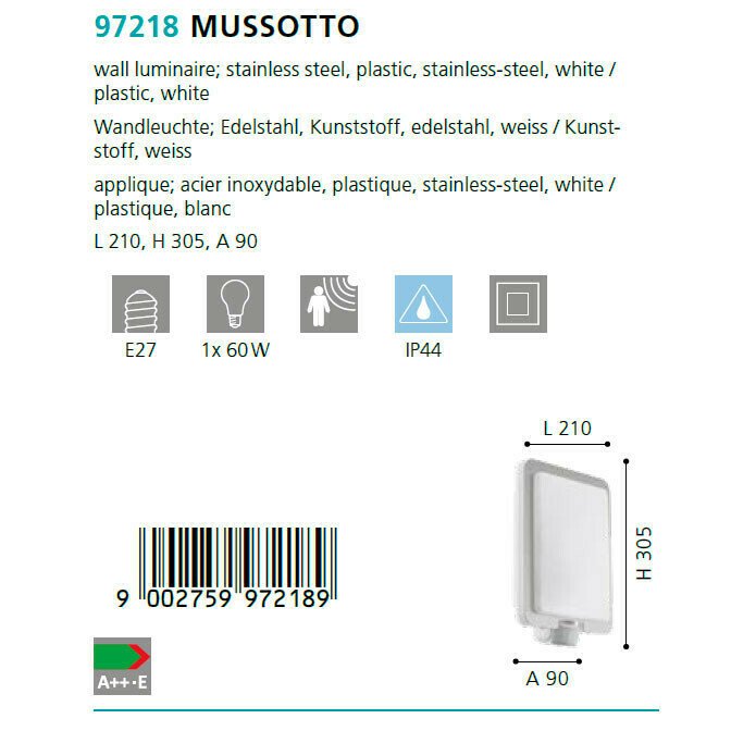 Уличный настенный светильник Mussotto белого цвета - лучшие Настенные уличные светильники в INMYROOM