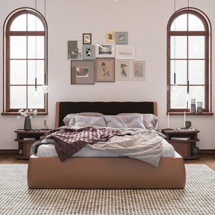 Кровать Гесиона 180х200 коричневого цвета с подъемным механизмом 
