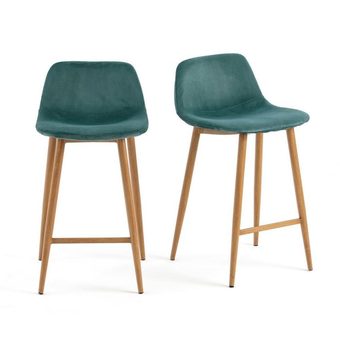Комплект из двух полубарных стульев Iena серо-бирюзового цвета