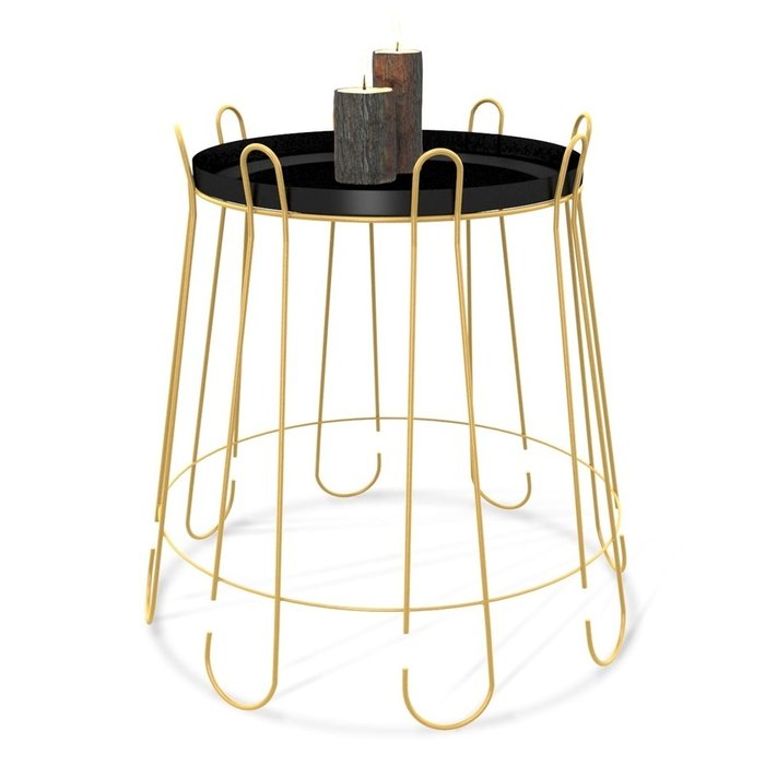 Сервировочный стол Аахен черного цвета на золотом основании - купить Сервировочные столики по цене 2685.0