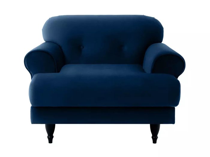 Кресло Italia в обивке из велюра темно-синего цвета с черными ножками - купить Интерьерные кресла по цене 44910.0