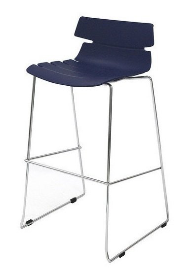 Барный стул  на металлических ножках синий