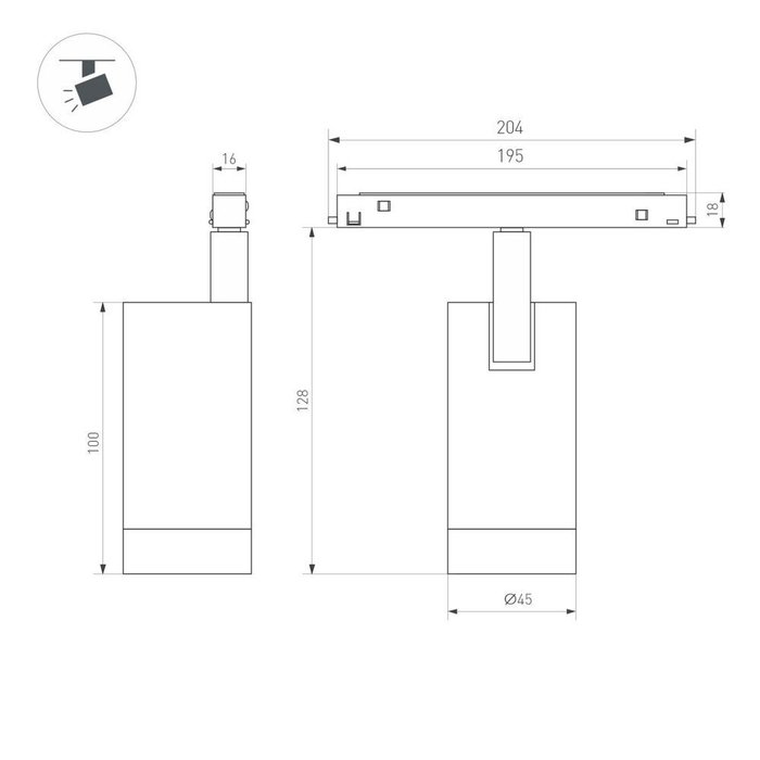 Трековый магнитный светильник Arlight MAG-ORIENT-SPOT-R45-12W Day4000-MIX (BK, 24 deg, 48V, TUYA Zigbee) (IP20 Металл) 061553 - купить Трековые светильники по цене 7337