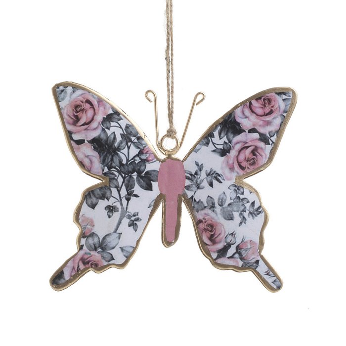 Декор подвесной Бабочка бело-розового цвета 