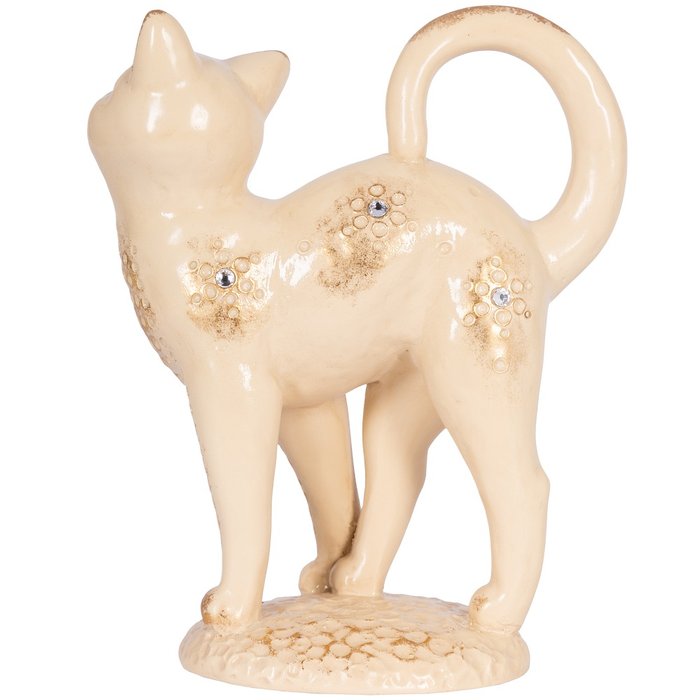 Статуэтка Кошка бежевого цвета - купить Фигуры и статуэтки по цене 3611.0