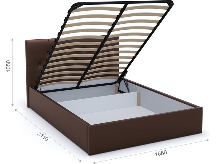 Кровать с подъемным механизмом Женева 160х200 коричневого цвета - купить Кровати для спальни по цене 30751.0