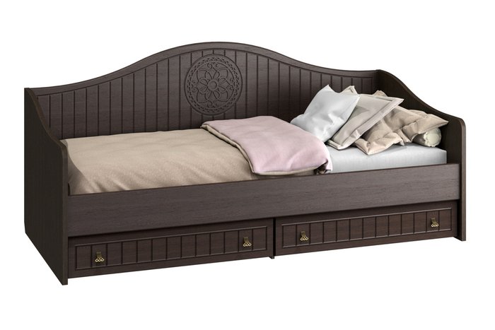 Кровать-кушетка Монблан 90х200 темно-коричневого цвета - лучшие Кровати для спальни в INMYROOM