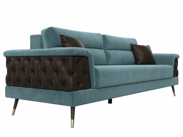  Прямой диван-кровать Лига 023 бирюзово-коричневого цвета - лучшие Прямые диваны в INMYROOM