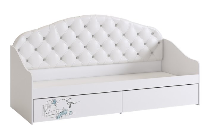 Кровать Гламур 80х190 белого цвета без подъемного механизма - лучшие Одноярусные кроватки в INMYROOM