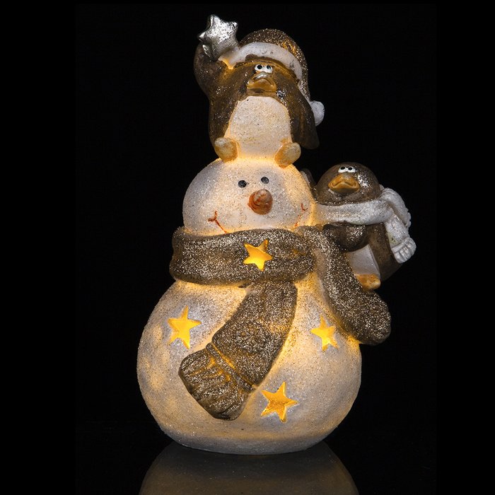 Фигурка Пингвины со Снеговиком белого цвета - купить Фигуры и статуэтки по цене 755.0