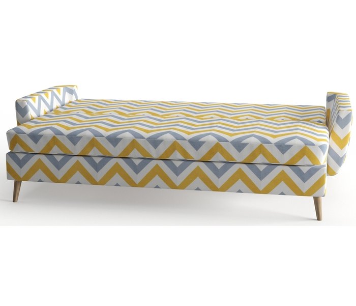 Диван-кровать Авиньон в обивке из микровелюра желто-серого цвета - лучшие Прямые диваны в INMYROOM