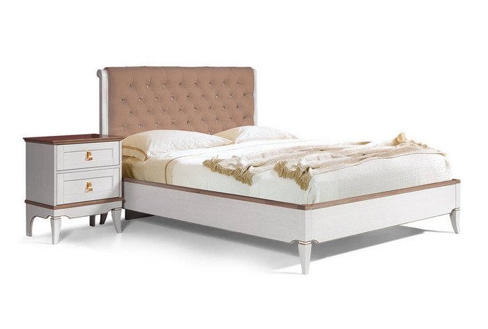 Кровать Стюарт 180х200 коричнево-белого цвета