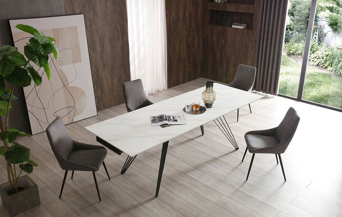 Раскладной обеденный стол Parma черно-белого цвета - купить Обеденные столы по цене 108730.0