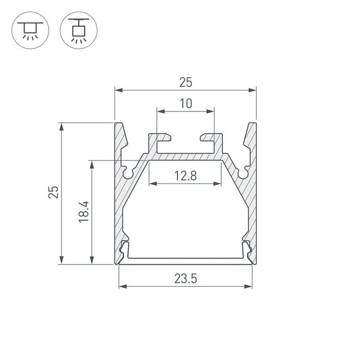 Профиль для ленты SL-LINE 053804 (алюминий) - лучшие Профили для светодиодных лент в INMYROOM Профиль для ленты SL-LINE 053804 (алюминий) - лучшие Профили для светодиодных лент в INMYROOM