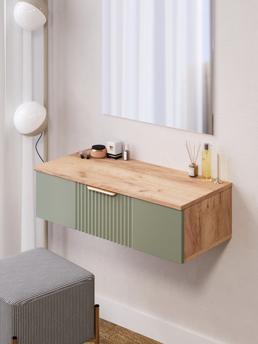 Туалетный стол Ингрия Luxe 9 бежево-зеленого цвета - лучшие Туалетные столики в INMYROOM Туалетный стол Ингрия Luxe 9 бежево-зеленого цвета - лучшие Туалетные столики в INMYROOM