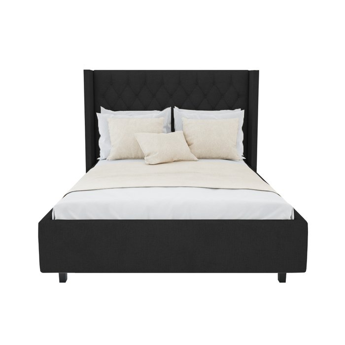 Кровать Wing-2 Лён Тёмно-серый 160х200 - купить Кровати для спальни по цене 102000.0