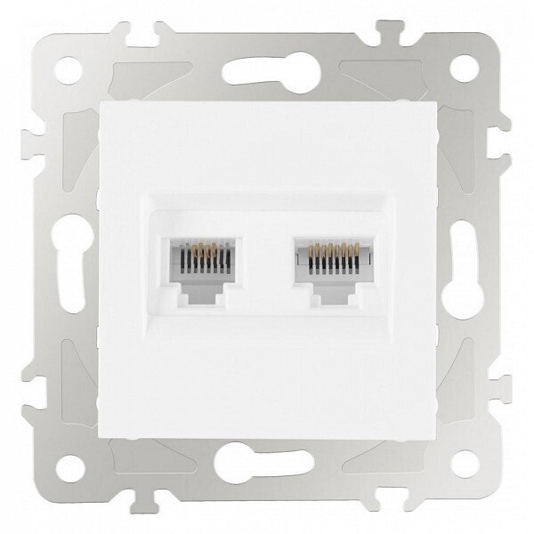 Розетка двойная RJ-11 и Ethernet RJ-45, без рамки 203.44-1.white Розетка двойная RJ-11 и Ethernet RJ-45, без рамки 203.44-1.white