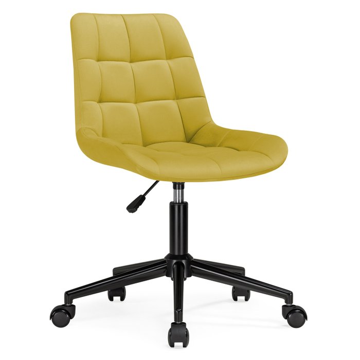 Офисный стул Честер горчичного цвета с черным основанием
