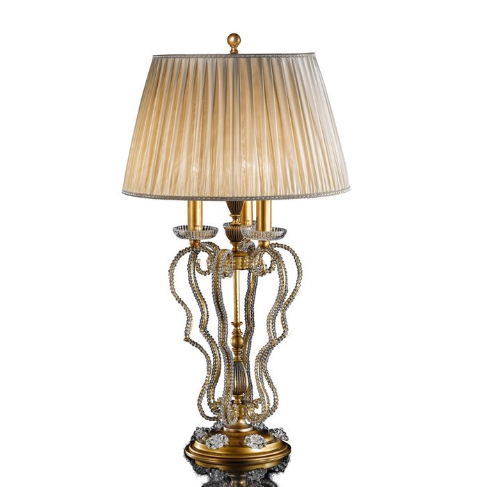 Настольная лампа MM Lampadari с абажуром бежевого цвета