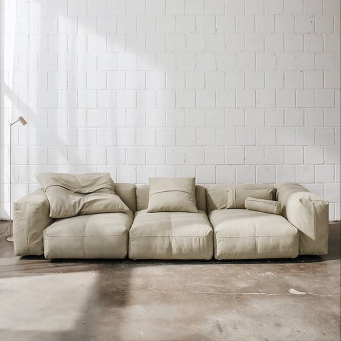 Прямой диван Фиджи трехсекционный бежевого цвета - лучшие Прямые диваны в INMYROOM