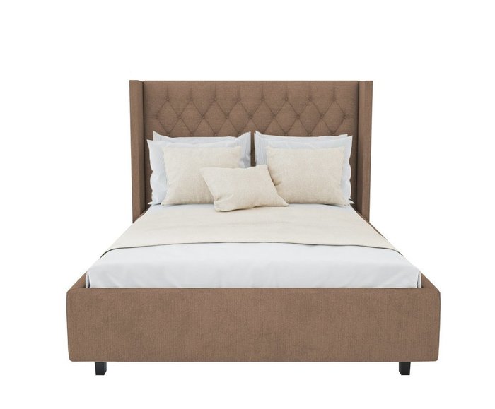 Кровать "Wing-2" Велюр Серо-коричневый 140x200 - лучшие Кровати для спальни в INMYROOM