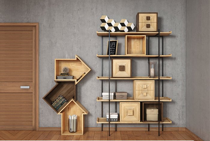 Модуль для стеллажей открытых Cube Design бежевого цвета - лучшие Полки в INMYROOM Модуль для стеллажей открытых Cube Design бежевого цвета - лучшие Полки в INMYROOM