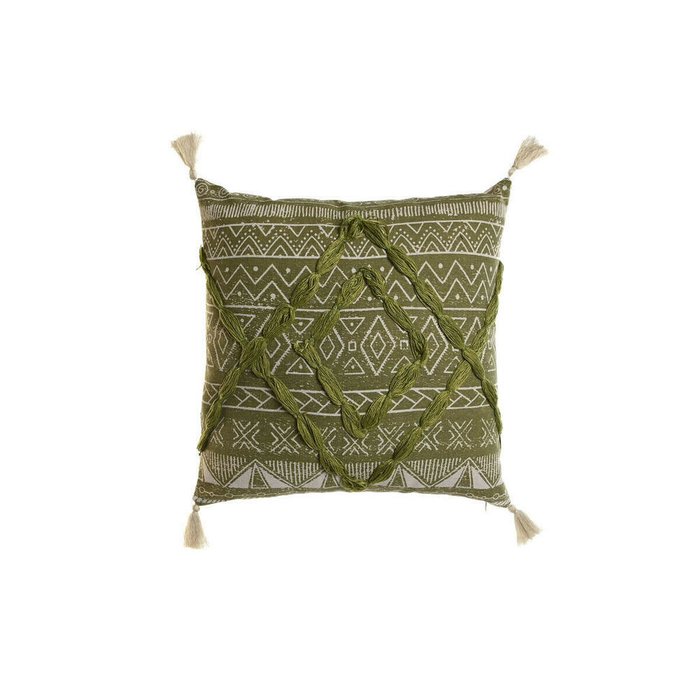 Декоративная подушка Boho 45x45 зелено-бежевого цвета