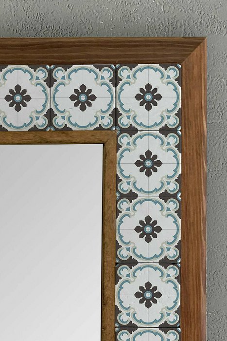 Настенное зеркало с каменной мозаикой 43x43 бело-коричневого цвета - купить Настенные зеркала по цене 16871.0
