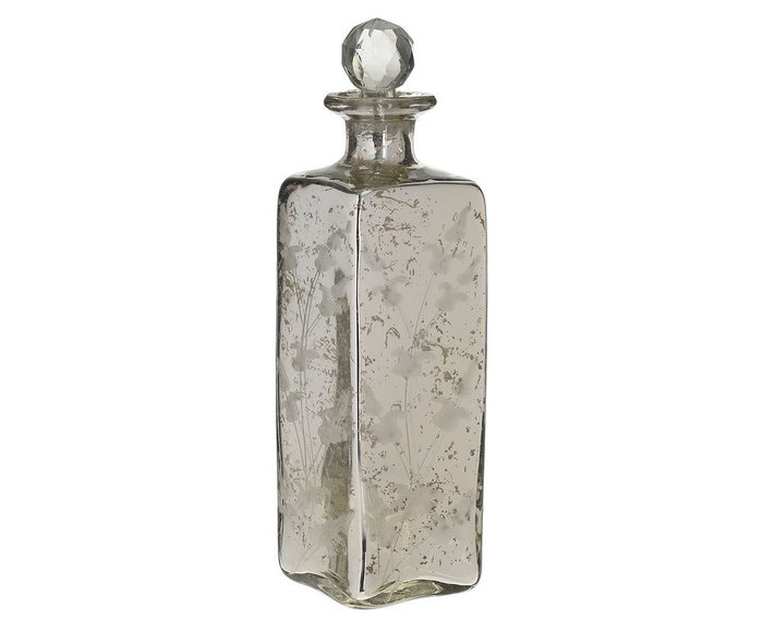 Стеклянная ваза серебряного цвета с крышкой