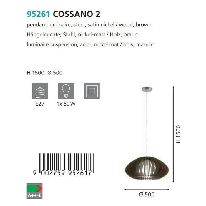 Подвесной светильник Cossano коричневого цвета - лучшие Подвесные светильники в INMYROOM