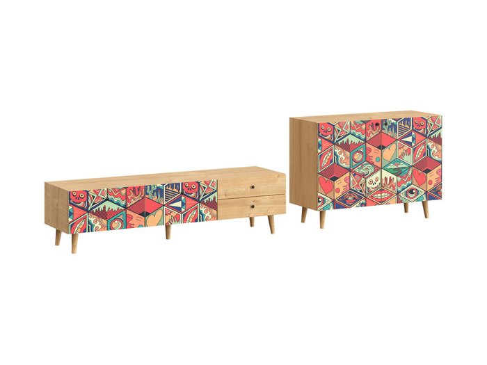 Композиция Frida 1 с принтом Mexico на деревянных ножках - купить Гостиные гарнитуры по цене 75800.0
