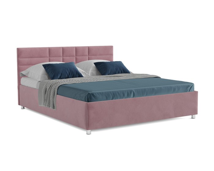 Кровать Нью-Йорк 160х190 пудрового цвета с подъемным механизмом (велюр)
