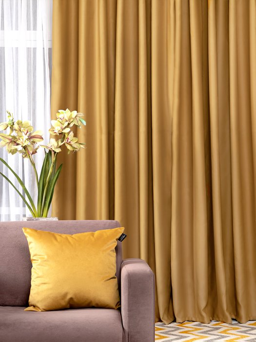 Штора Soul 200х270 горчичного цвета - лучшие Шторы в INMYROOM