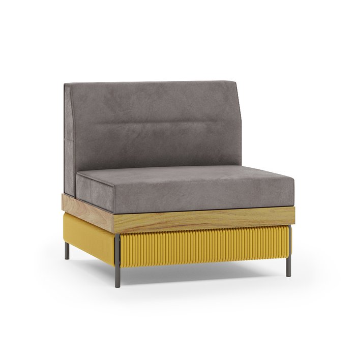 Кресло модульное садовое Готланд желто-серого цвета