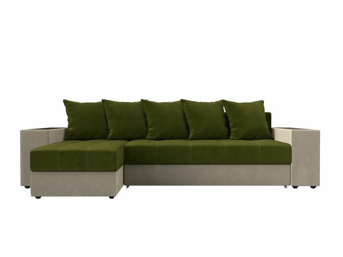 Угловой диван-кровать зелено-бежевого цвета Дубай левый угол - купить Угловые диваны по цене 54999.0