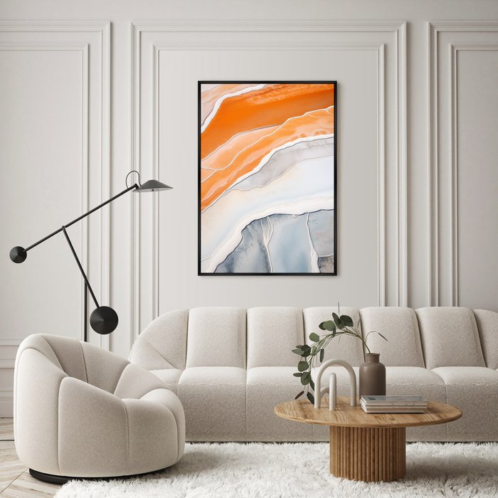 Репродукция картины Salt lakes, grey and orange, No 2, 2024г. - лучшие Картины в INMYROOM