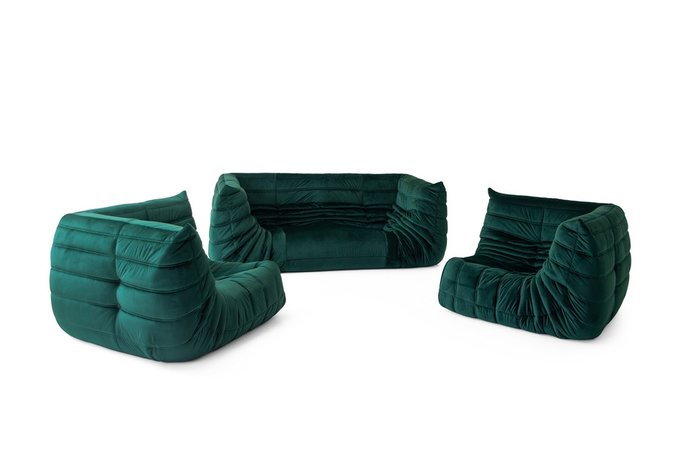 Модульный бескаркасный диван Чилаут Velluto зеленого цвета
