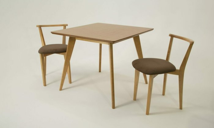 Обеденная группа Сканди 100 с двумя стульями бежево-коричневого цвета - купить Обеденные группы по цене 32880.0